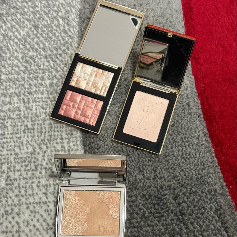 Dior, Bobbi Brown and YSL Highlighter Gold and Pink
